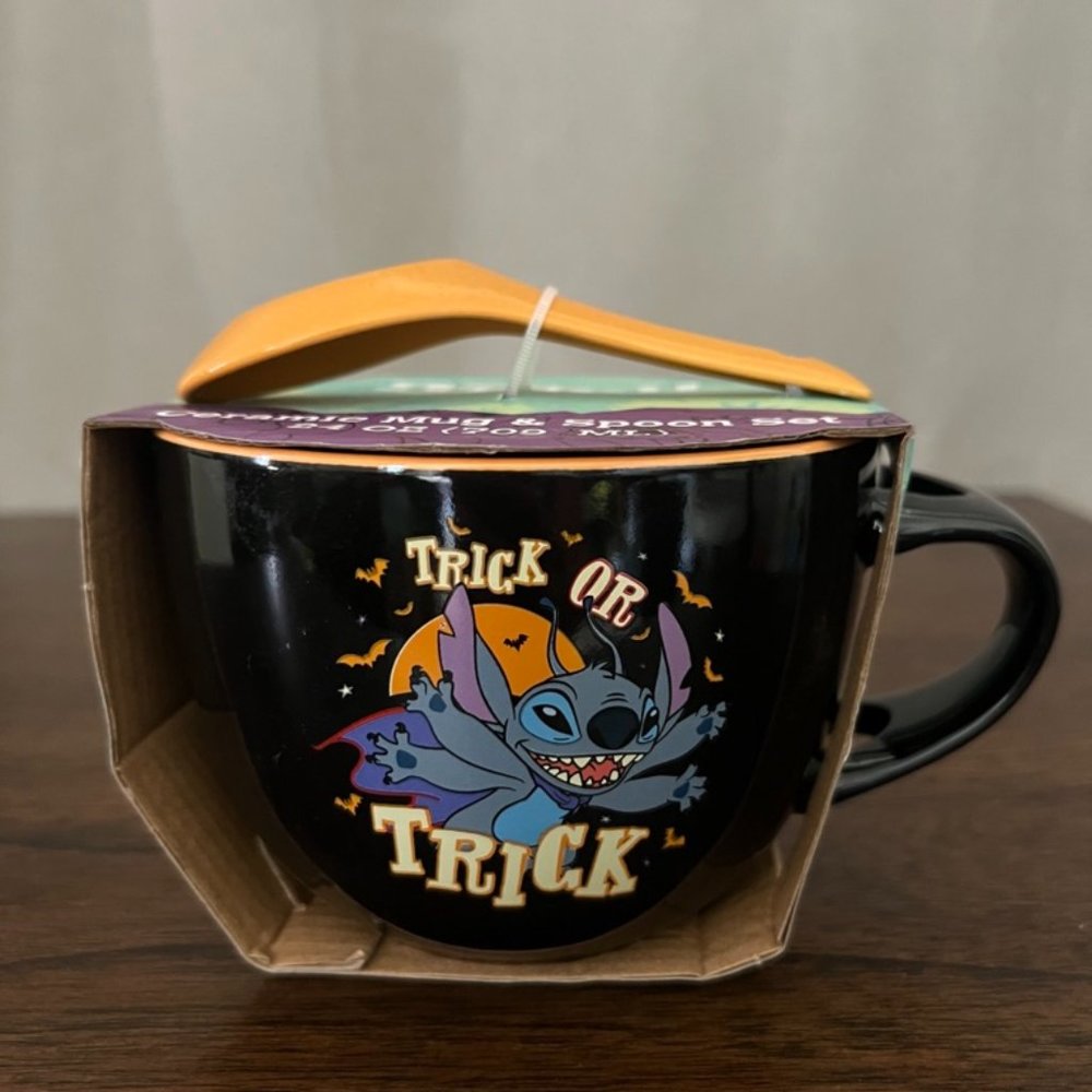 Disneys halloween Stitch ceramic mug and spoon set